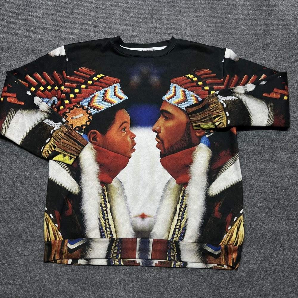 Beloved Sweatshirt Mens Medium Multicolor Fleece Crewneck Pullover Graphic Art